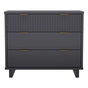 Elara Contemporary 38&quot Solid Wood Dresser in Charcoal Gray (3-Drawer)
