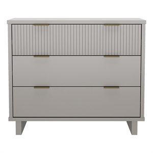 Elara Contemporary 38&quot Solid Wood Dresser in Light Gray (3-Drawer)