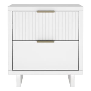 Elara Contemporary 18&quot Solid Wood Nightstand in White (2-Drawer)