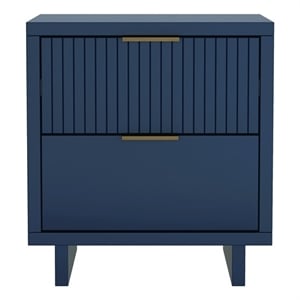 Elara Contemporary 18&quot Solid Wood Nightstand in Midnight Blue (2-Drawer)