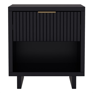 Elara Contemporary 18&quot Solid Wood Nightstand in Black (1-Drawer)