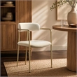 Serene Mid-Century Modern Metal Upholstered Dining Chair in Alabaster