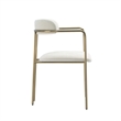 Serene Mid-Century Modern Metal Upholstered Dining Chair in Alabaster