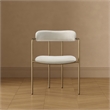 Serene Mid-Century Modern Metal Upholstered Dining Chair in Alabaster