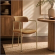 Serene Mid-Century Modern Metal Upholstered Dining Chair in Turmeric