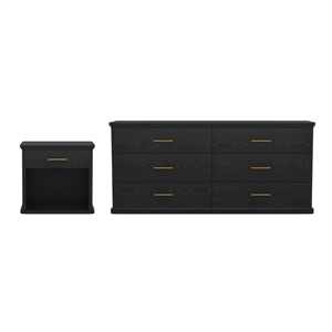 Clifford Traditional 2-Piece Dresser and Nightstand in Black