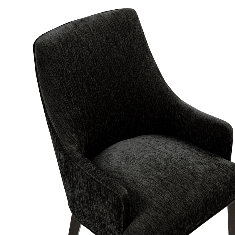 Beever Modern Chenille Wood Armchair in Black