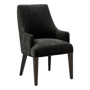 Beever Modern Chenille Wood Armchair in Black