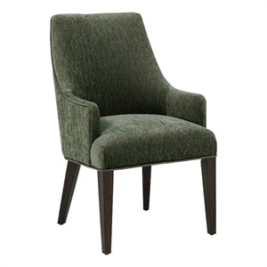 Beever Modern Chenille Wood Armchair in Forest Green
