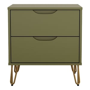 Rockefeller Mid-Century Modern 20&quot Nightstand in Olive Green (2-Drawer)