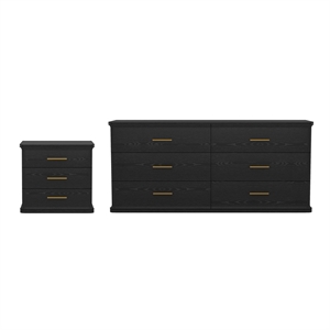 Clifford Traditional 2-Piece Dresser and Nightstand in Black