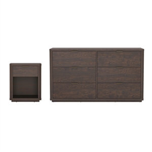 Evelyn Modern 2-Piece Dresser and Nightstand in Brown