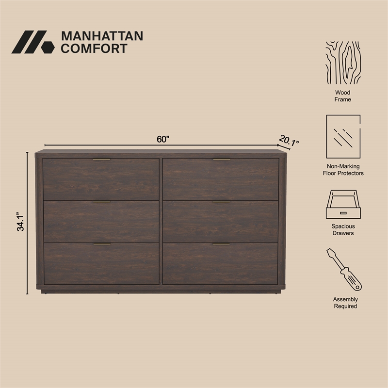 Evelyn Modern 2-Piece Dresser and Nightstand in Brown