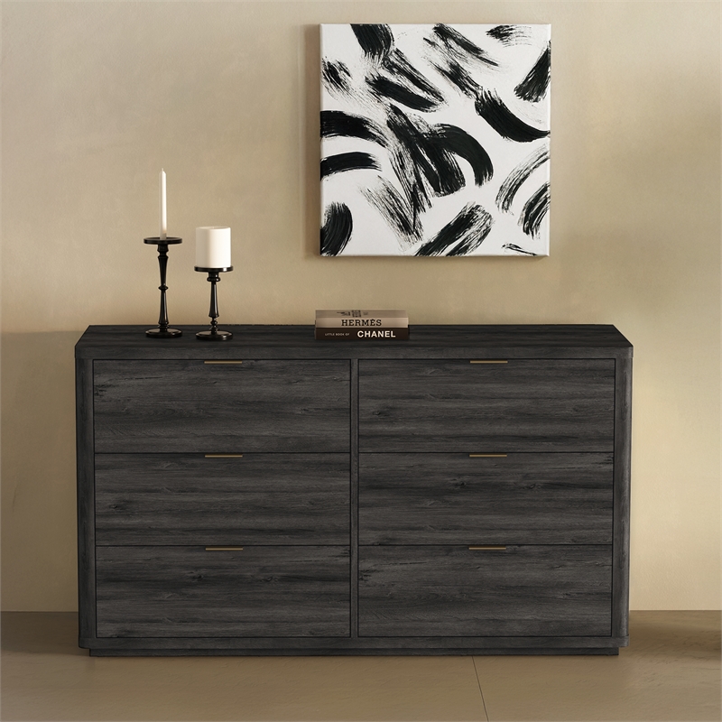 Evelyn Modern 2-Piece Dresser and Nightstand in Charcoal Gray