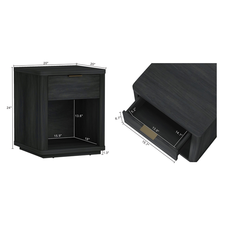 Evelyn Modern 2-Piece Dresser and Nightstand in Charcoal Gray