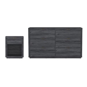 Evelyn Modern 2-Piece Dresser and Nightstand in Charcoal Gray