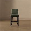 Beever Modern Chenille Wood Counter Stool in Forest Green