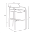 Serene Mid-Century Modern Metal Upholstered Counter Stool in Alabaster