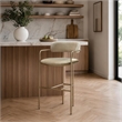 Serene Mid-Century Modern Metal Upholstered Counter Stool in Taupe