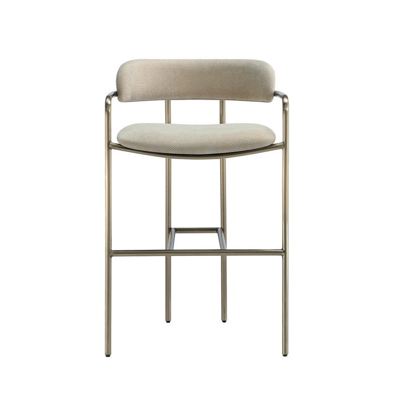 Serene Mid-Century Modern Metal Upholstered Counter Stool in Taupe