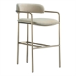 Serene Mid-Century Modern Metal Upholstered Counter Stool in Taupe