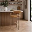 Serene Mid-Century Modern Metal Upholstered Counter Stool in Turmeric