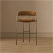 Serene Mid-Century Modern Metal Upholstered Counter Stool in Turmeric