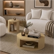 Alure Contemporary 2-Piece Coffee Table & End Table Set in Natural Oak