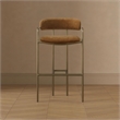 Serene Mid-Century Modern Metal Upholstered Barstool in Turmeric