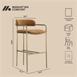 Serene Mid-Century Modern Metal Upholstered Barstool in Turmeric
