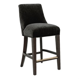Beever Modern Chenille Wood Counter Stool in Black