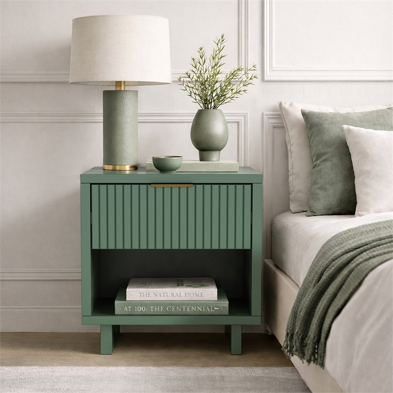 Elara Contemporary 2-Piece Dresser and Nightstand in Sage Green