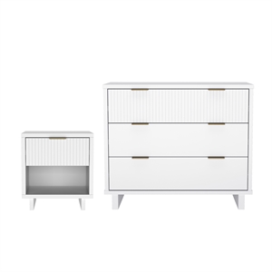 Elara Contemporary 2-Piece Dresser and Nightstand in White