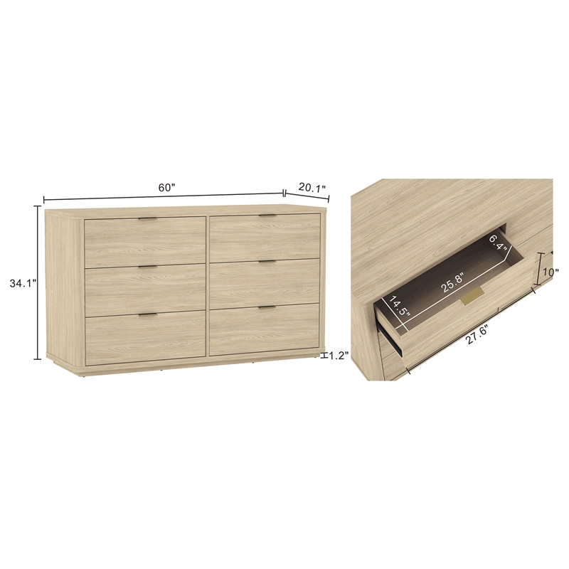 Evelyn Modern 2-Piece Dresser and Nightstand in Natural