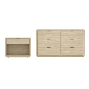 Evelyn Modern 2-Piece Dresser and Nightstand in Natural