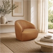 Lukas Contemporary Modern Upholstered Swivel Accent Chair in Camel