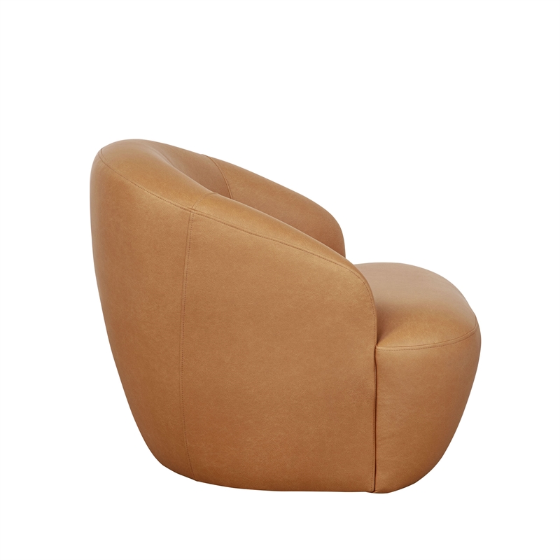 Lukas Contemporary Modern Upholstered Swivel Accent Chair in Camel