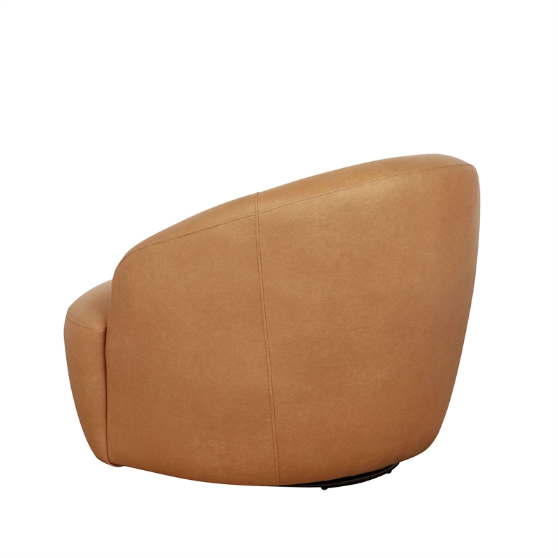 Lukas Contemporary Modern Upholstered Swivel Accent Chair in Camel