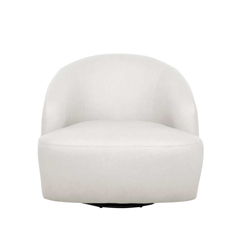 Lukas Contemporary Modern Upholstered Swivel Accent Chair in Cream