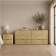 Clive Mid-Century Modern 2-Piece Dresser and Nightstand in Oak and Gold