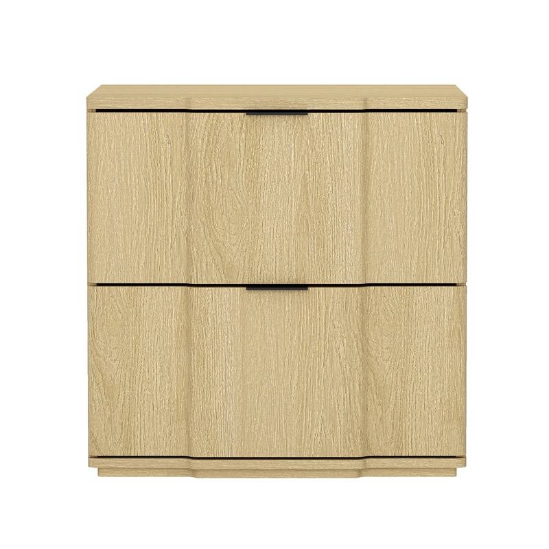 Clive Mid-Century Modern 2-Piece Dresser and Nightstand in Oak and Black