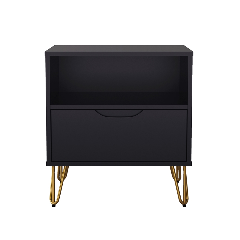 Avira Mid-Century Modern 2-Piece Dresser and Nightstand in Black