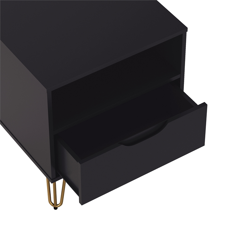 Avira Mid-Century Modern 2-Piece Dresser and Nightstand in Black