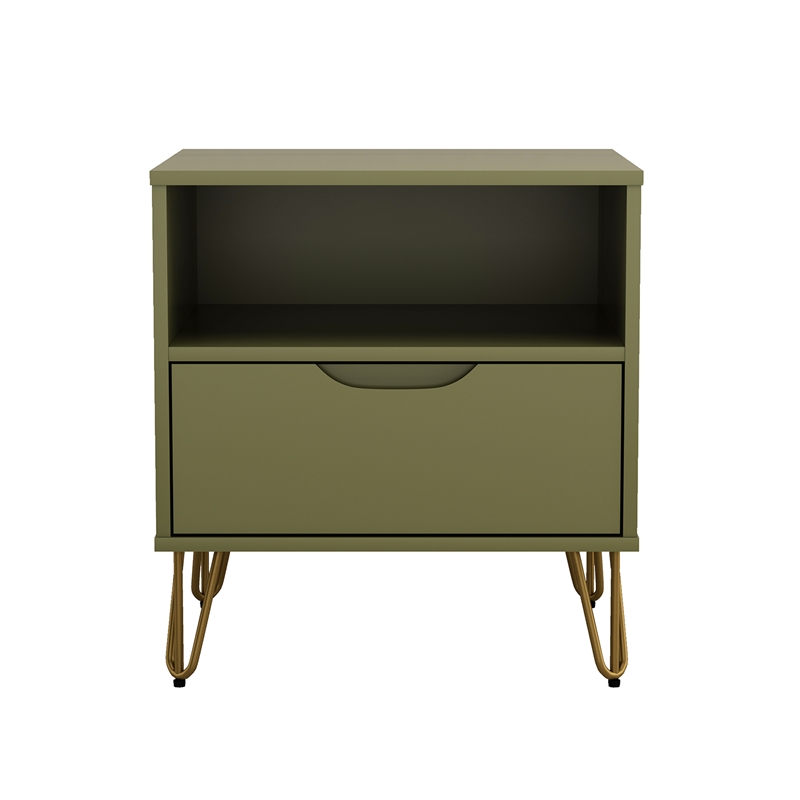 Avira Mid-Century Modern 2-Piece Dresser and Nightstand in Olive Green