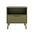 Avira Mid-Century Modern 2-Piece Dresser and Nightstand in Olive Green