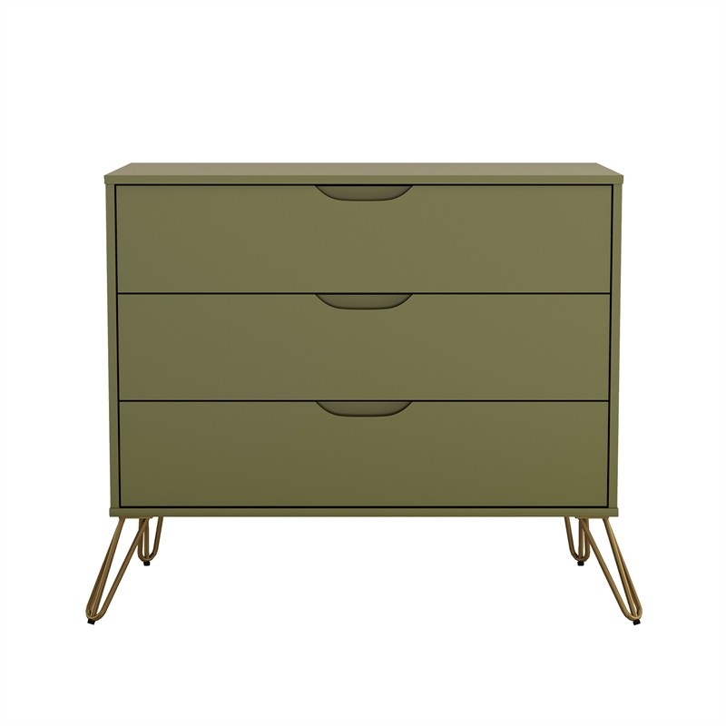 Avira Mid-Century Modern 2-Piece Dresser and Nightstand in Olive Green