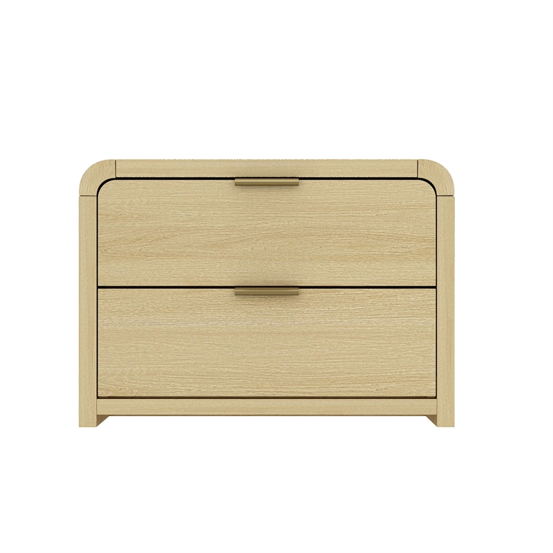 Grace Modern 2-Piece Dresser and Nightstand in Natural Oak and Gold
