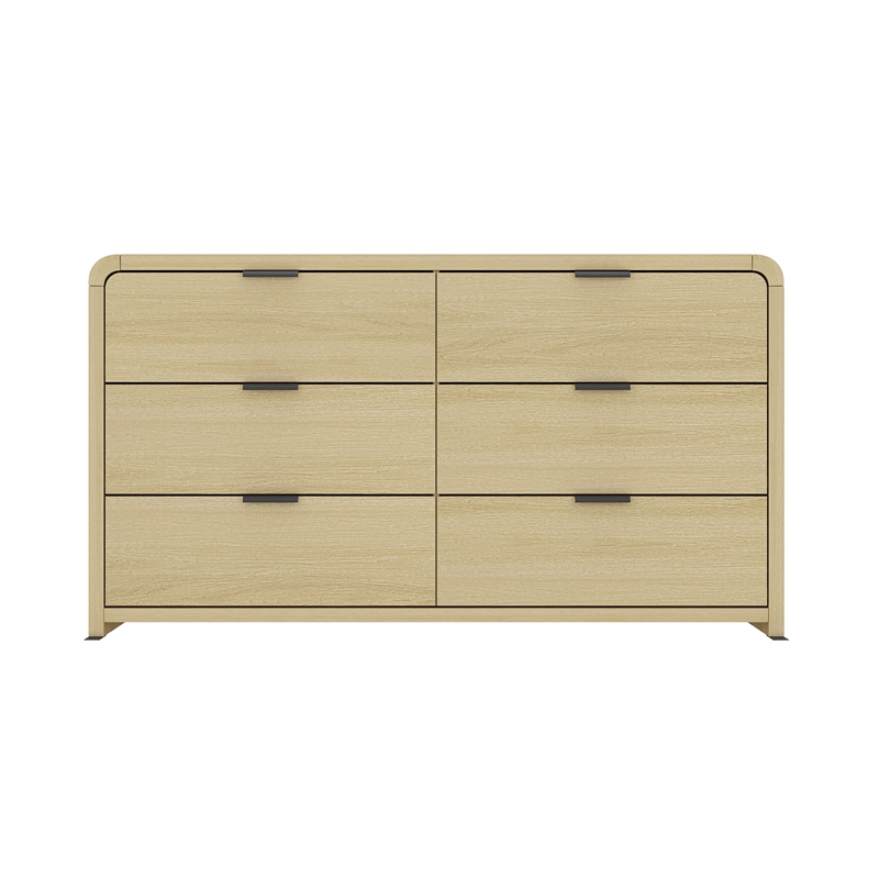 Grace Modern 2-Piece Dresser and Nightstand in Natural Oak and Black