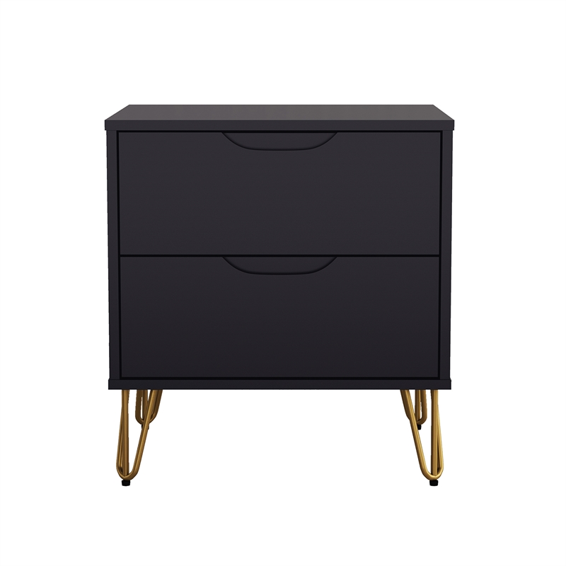 Avira Mid-Century Modern 2-Piece Dresser and Nightstand in Black