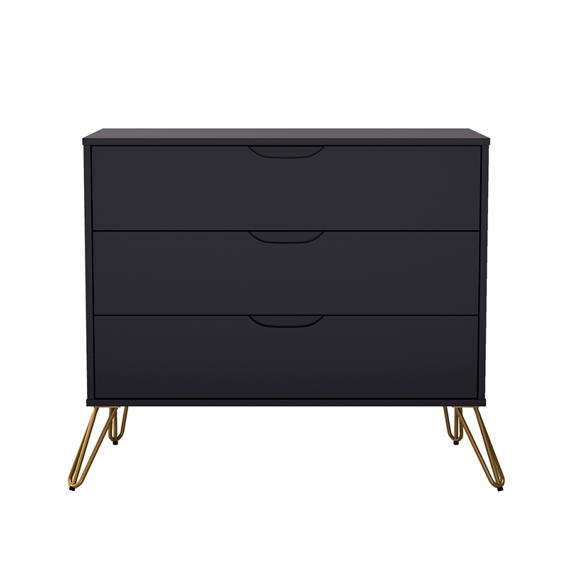 Avira Mid-Century Modern 2-Piece Dresser and Nightstand in Black
